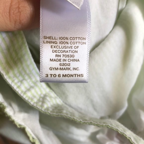 Janie & Jack green/white seersucker (3-6 mo.) - Picture 4 of 7